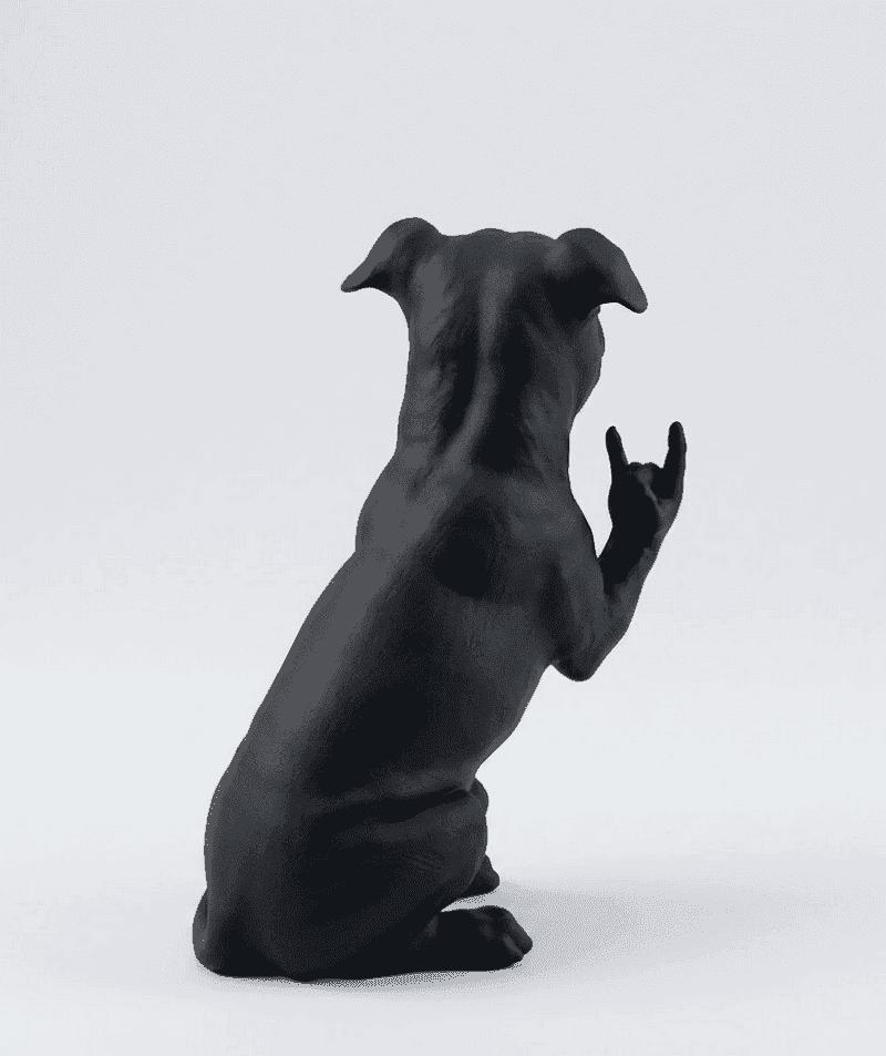 Pit Bull «Rock & Rebel» — Statuetta da Collezione in Resina Nera Opaca - Taraflo