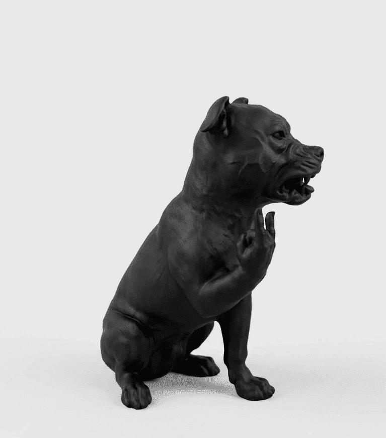 Pit Bull «Rock & Rebel» — Statuetta da Collezione in Resina Nera Opaca - Taraflo