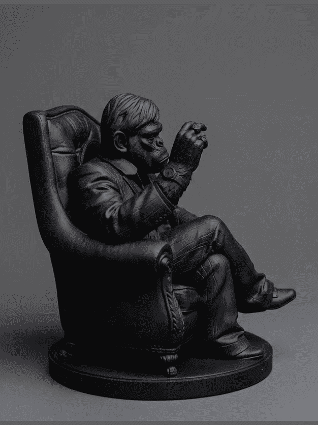 Scimmia «Il Padrino» — Statuetta da Collezione in Resina - Taraflo