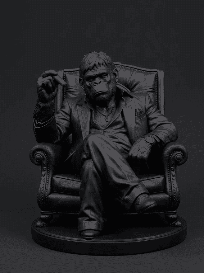 Scimmia «Il Padrino» — Statuetta da Collezione in Resina - Taraflo