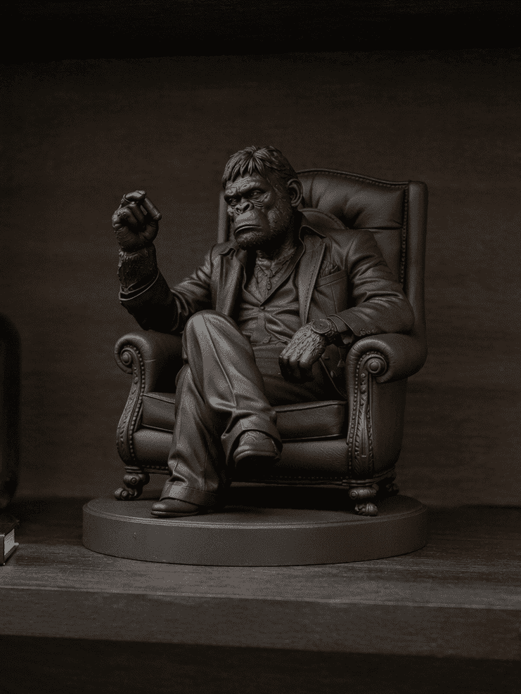 Scimmia «Il Padrino» — Statuetta da Collezione in Resina - Taraflo