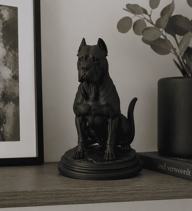 Cane Corso «Guardiano Silente» — Statua Cane da Collezione in Resina Nera Opaca - Taraflo
