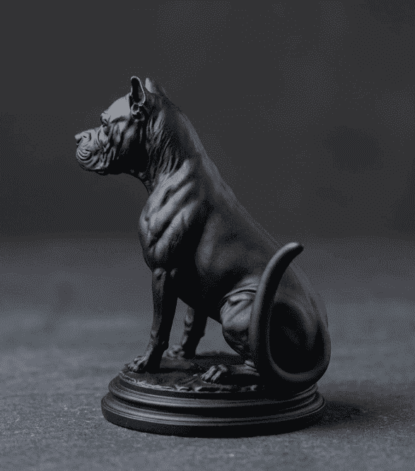 Cane Corso «Guardiano Silente» — Statua Cane da Collezione in Resina Nera Opaca - Taraflo