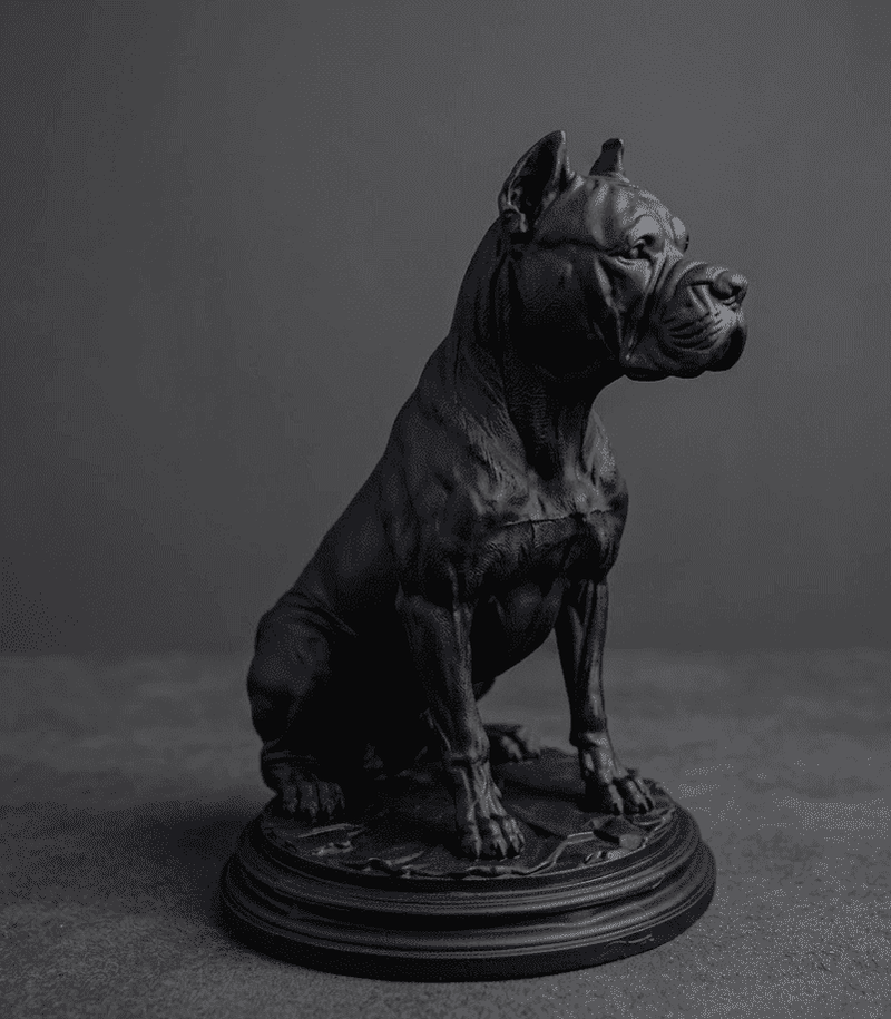 Cane Corso «Guardiano Silente» — Statua Cane da Collezione in Resina Nera Opaca - Taraflo
