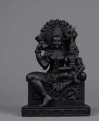 Divinità Indù con Bambino — Statua da Collezione in Resina Nera Opaca - Taraflo
