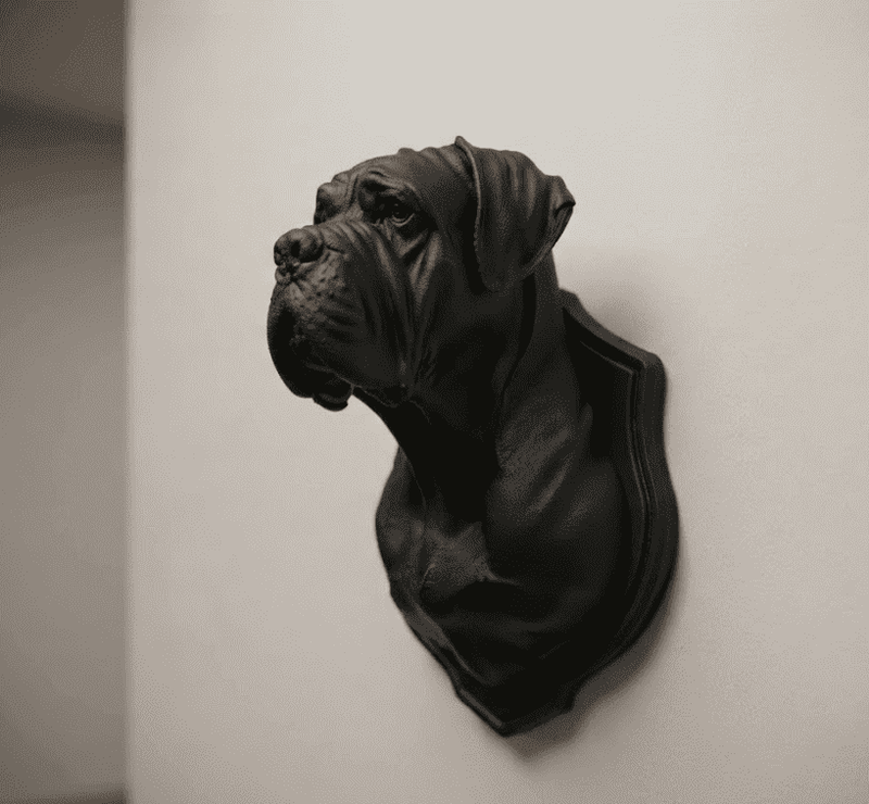 Testa di Cane Corso — Scultura da Parete in Resina Nera Opaca (25 cm) - Taraflo