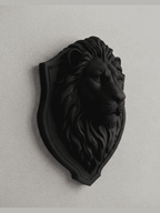 Leone Araldico "Rex" — Scultura da Parete in Resina Nera Opaca - Taraflo