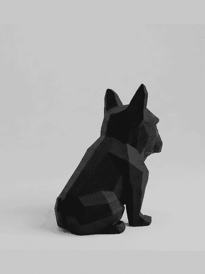 Onyx Frenchie — Bulldog Francese Low Poly in Resina Nera Opaca - Taraflo