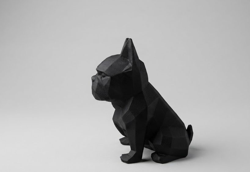 ONYX FRENCHIE – Bulldog Francese Low Poly in Resina Nera Opaca – dettaglio ravvicinato | Taraflo