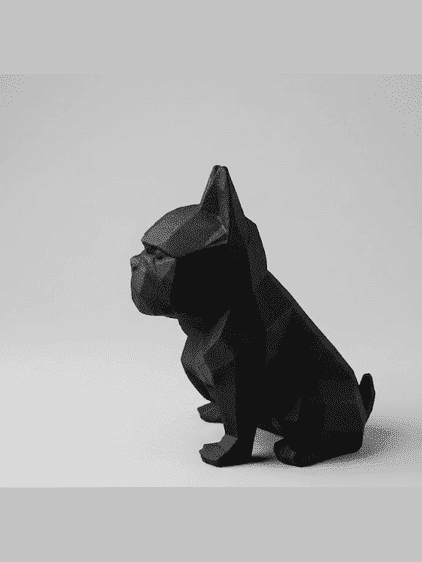 Onyx Frenchie — Bulldog Francese Low Poly in Resina Nera Opaca - Taraflo
