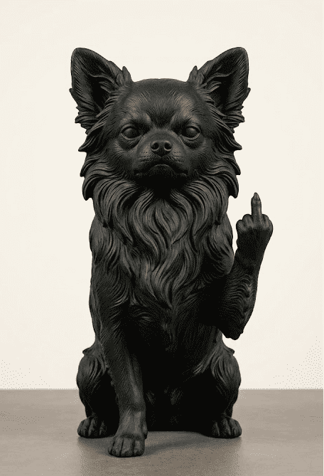 Chihuahua a Pelo Lungo — Statuetta Cane "Educato… ma non troppo" - Taraflo