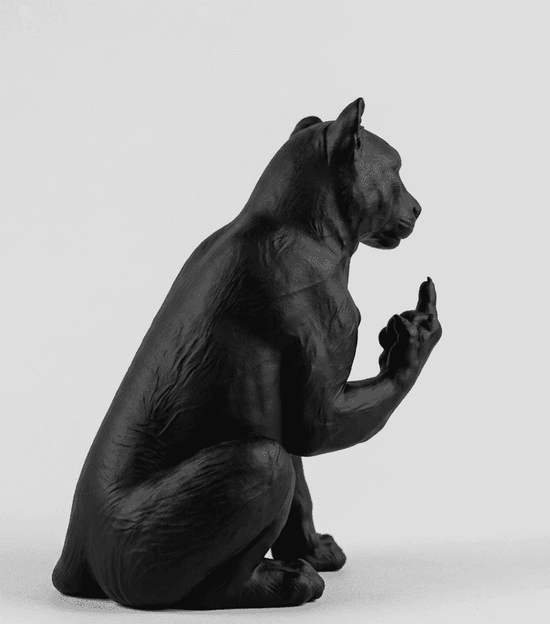 Pantera «The Rebel» — Statuetta in Resina Nera Opaca - Taraflo