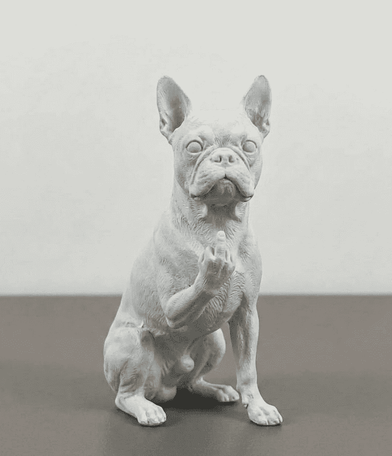 Boston Terrier — Statuetta Cane «Educato… ma non troppo» in Resina - Taraflo