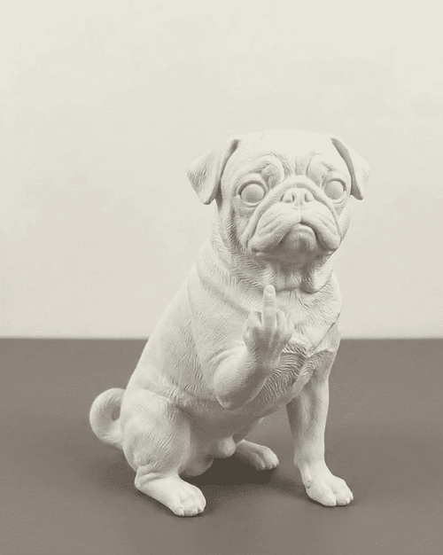 Carlino — Statuetta Cane «Educato… ma non troppo» in Resina - Taraflo