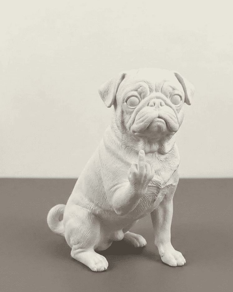 Carlino — Statuetta Cane «Educato… ma non troppo» in Resina - Taraflo