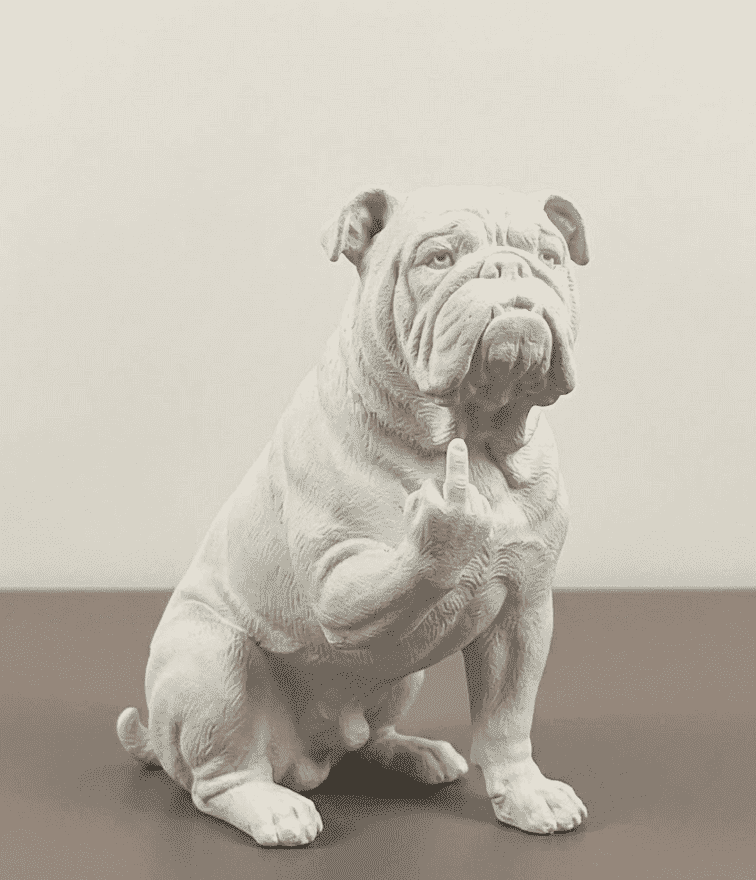 Bulldog — Statuetta Cane «Educato… ma non troppo» in Resina - Taraflo