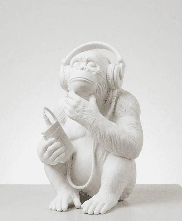 The Sound of Silence — Scimmia con Cuffie in Resina - Taraflo