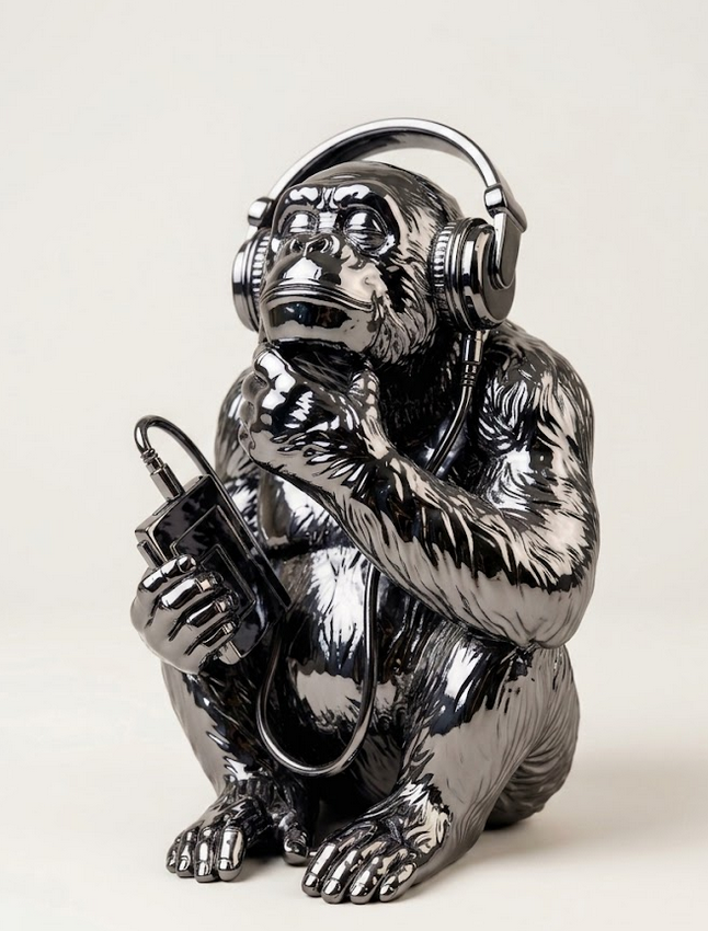 The Sound of Silence – Statuetta Scimmia con Cuffie
