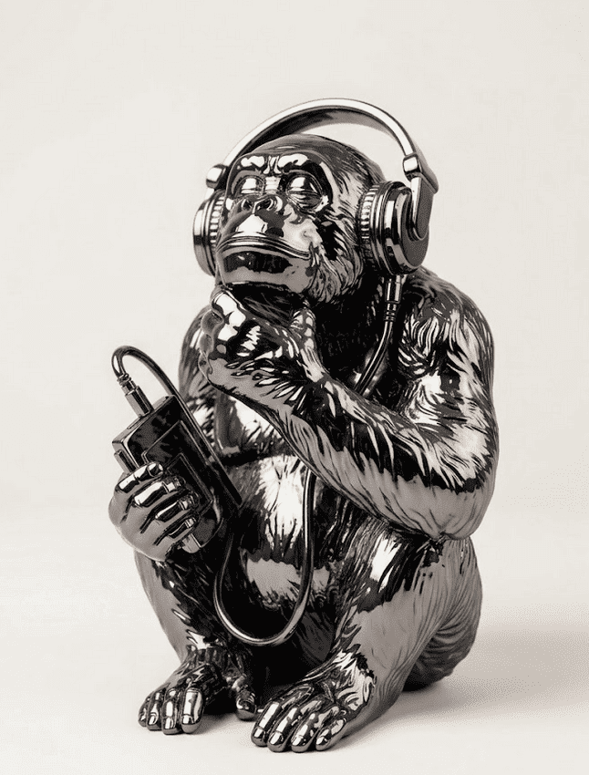 The Sound of Silence — Scimmia con Cuffie in Resina - Taraflo