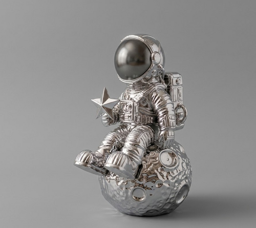 Astronauta sulla Luna — Statuetta da Scrivania in ResinaUn piccolo esploratore che si gode il silenzio, seduto sulla Luna.
Un astronauta in posa rilassata sul suolo lunare porta un tocco di poesia spaziale e design contemTarafloTaraflostatuetta da Scrivania