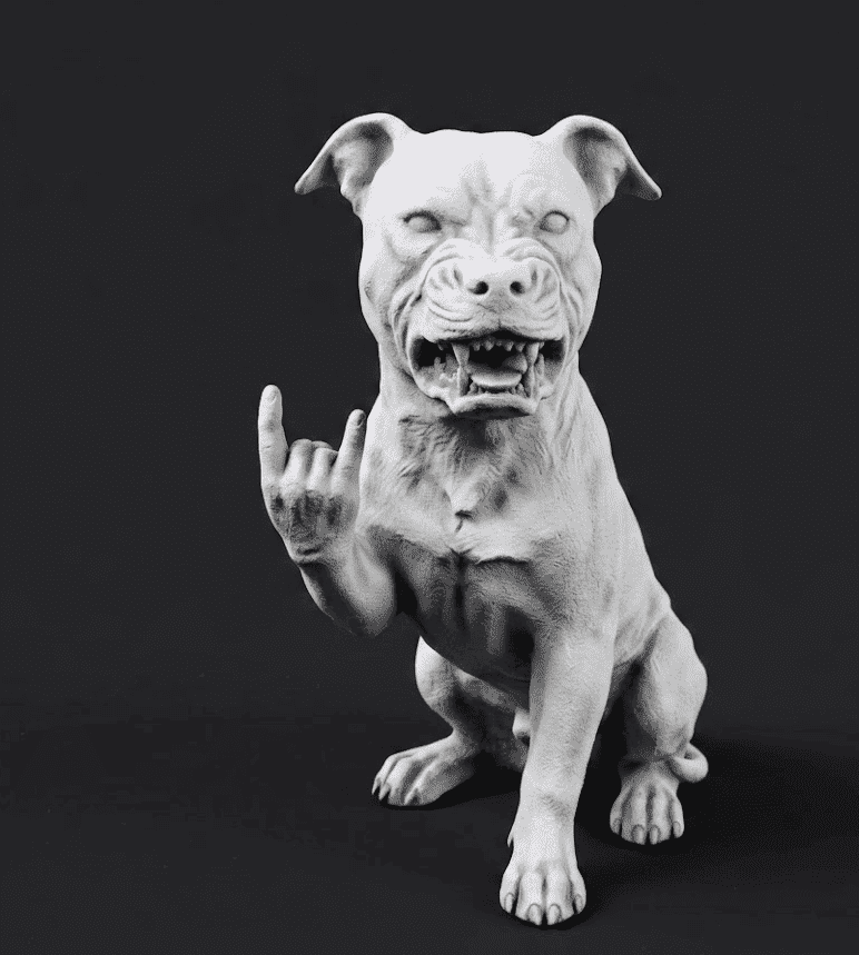 Pit Bull «Rock & Rebel» — Statuetta da Collezione in Resina Nera Opaca - Taraflo
