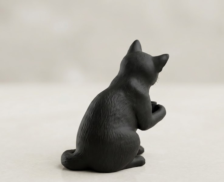 Gatto Nero con Tazzina in Resina Opaca – Statua Realistica Design Moderno | Decorazione Casa, Coffee Lover, Idea Regalo Unica