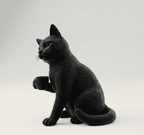 Gatto Nero con Tazzina — Statuetta da Collezione in Resina Nera Opaca - Taraflo