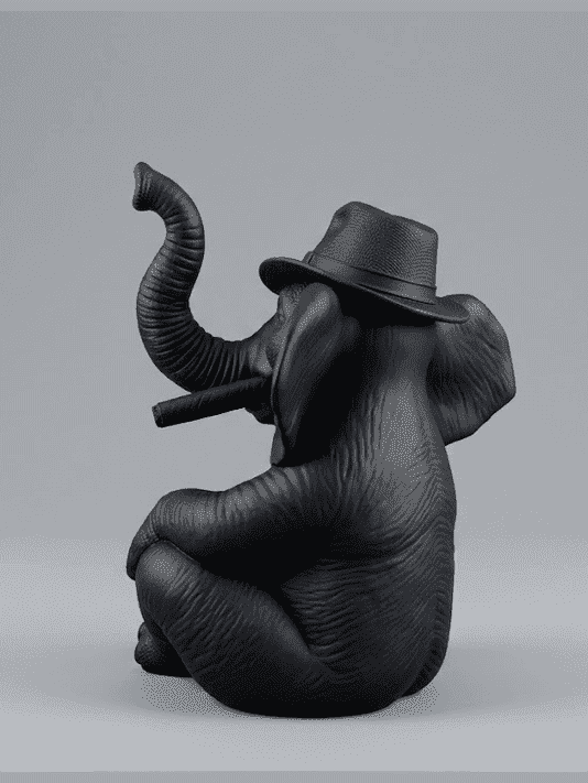 Elefante «The Boss» — Statuetta Decorativa in Resina Nera Opaca - Taraflo