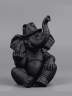 Elefante «The Boss» — Statuetta Decorativa in Resina Nera Opaca - Taraflo