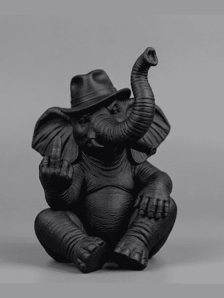 Elefante «The Boss» — Statuetta Decorativa in Resina Nera Opaca - Taraflo