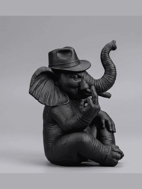 Elefante «The Boss» — Statuetta Decorativa in Resina Nera Opaca - Taraflo