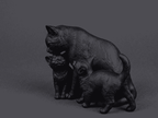 Mamma Gatta con Gattini — Statuetta da Collezione in Resina Opaca - Taraflo