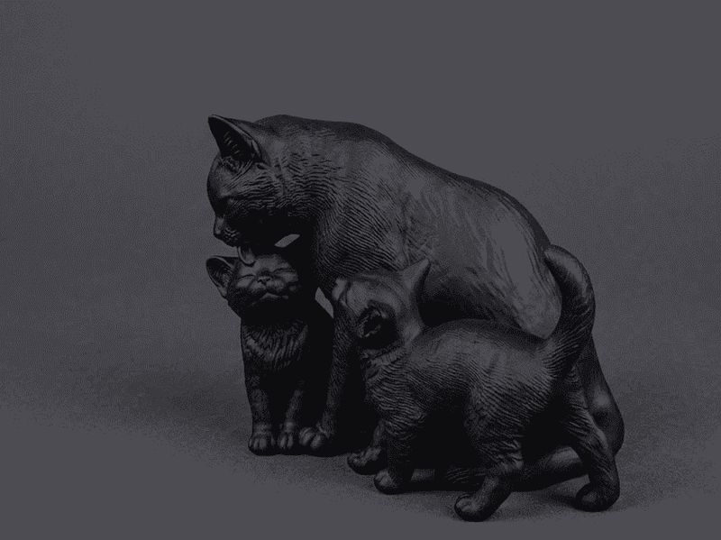 Mamma Gatta con Gattini — Statuetta da Collezione in Resina Opaca - Taraflo