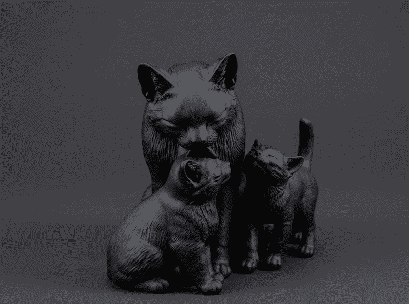 Mamma Gatta con Gattini — Statuetta da Collezione in Resina Opaca - Taraflo