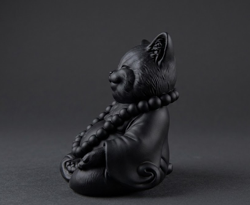 Statuetta Gatto Zen Meditazione in Resina Opaca Bianca o Nera – Idea Regalo per Amanti dei Gatti e Meditazione