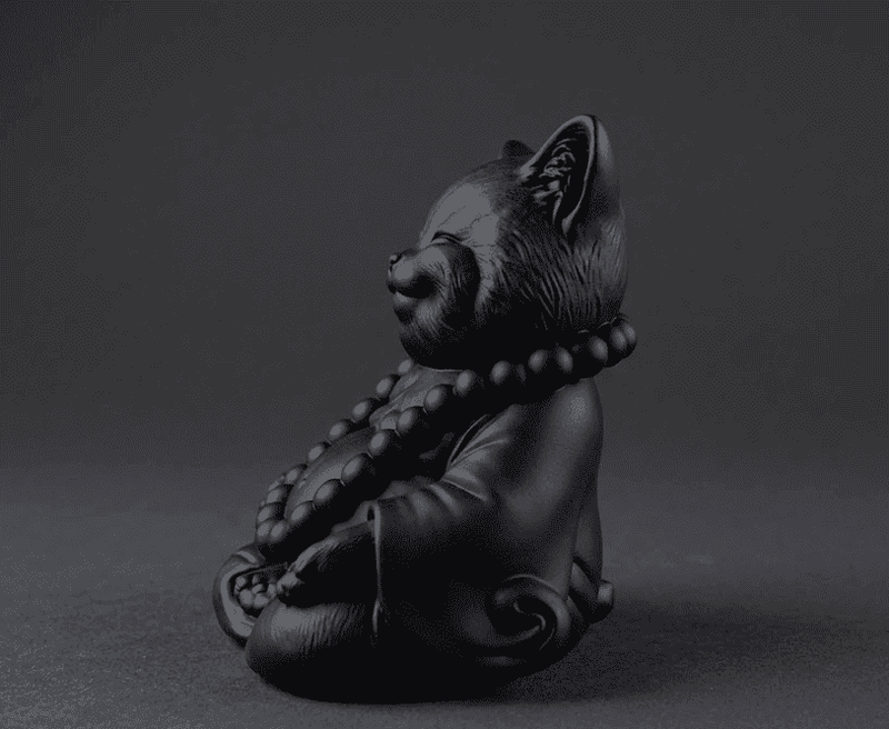 Gatto Zen — Statuetta Gatto in Meditazione in Resina Opaca - Taraflo