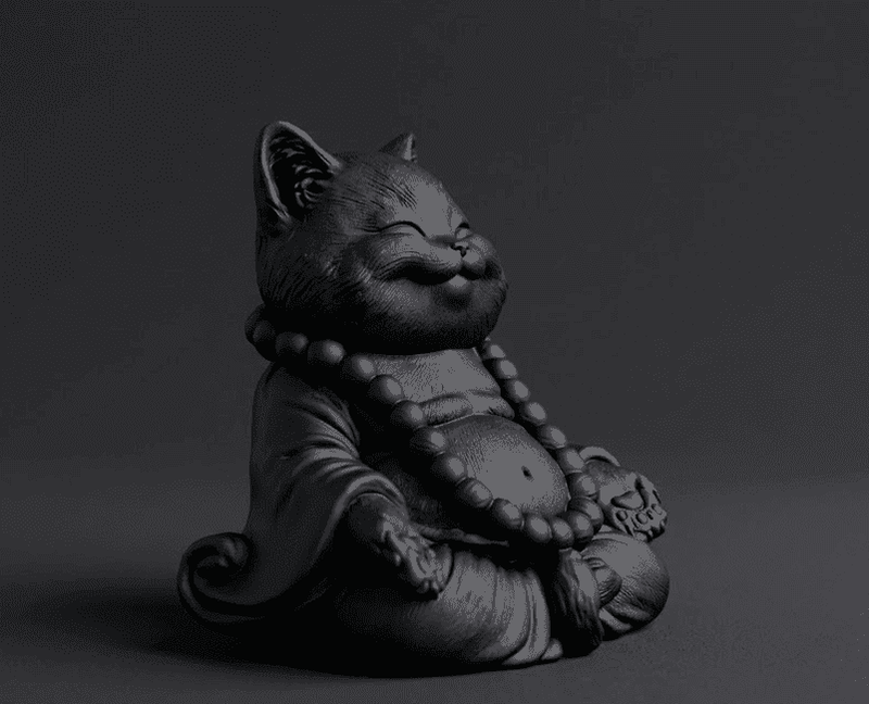 Gatto Zen — Statuetta Gatto in Meditazione in Resina Opaca - Taraflo