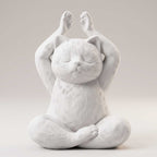 Statua Gatto Yoga in Meditazione Nera Opaca – Statuetta Decorativa Zen e Regalo per Amanti dei Gatti