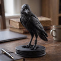Statuetta di corvo nero con tre occhi, scultura gotica elegante per arredamento casa