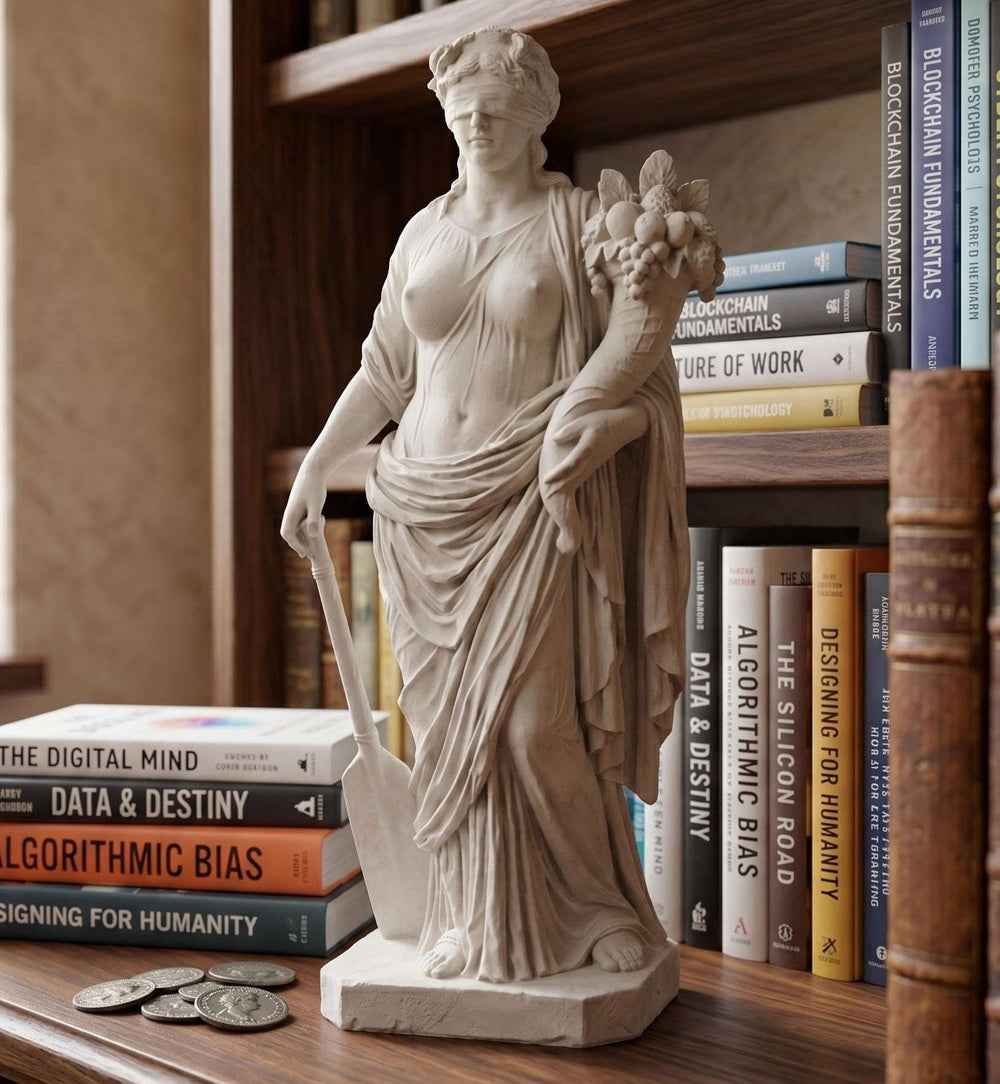 Scultura Classica Dea della Fortuna: Effetto Gesso Moderno