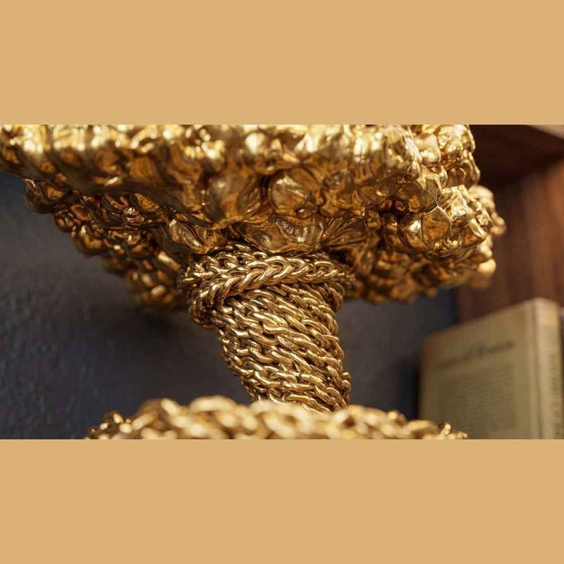 Scultura Dorata Decorativa, Tempesta Astratta in Resina Oro