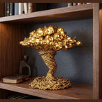 Scultura Dorata Decorativa, Tempesta Astratta in Resina Oro