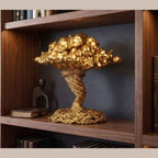 Scultura Dorata Decorativa, Tempesta Astratta in Resina Oro