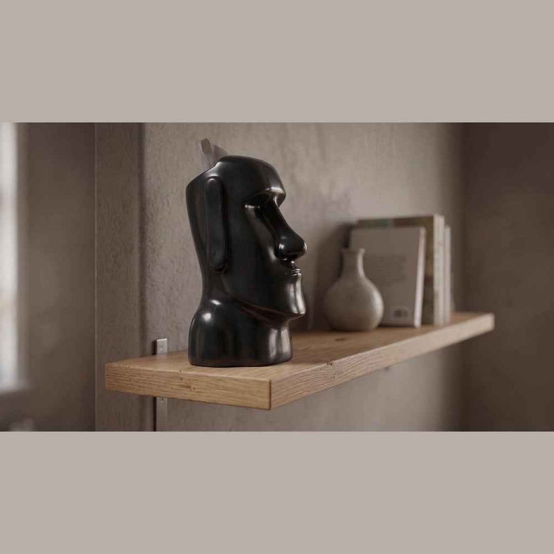 Scultura Minimalista Moai Nera - Statuetta di Design per Interni Moderni e Decorazione Casa