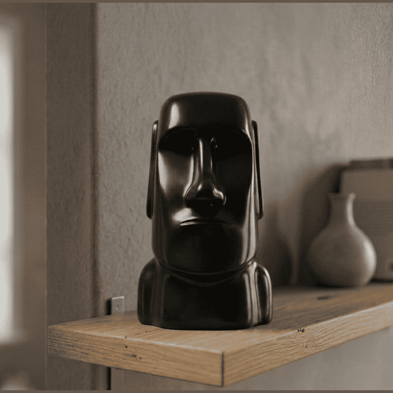 Scultura Minimalista Moai Nera - Statuetta di Design per Interni Moderni e Decorazione Casa