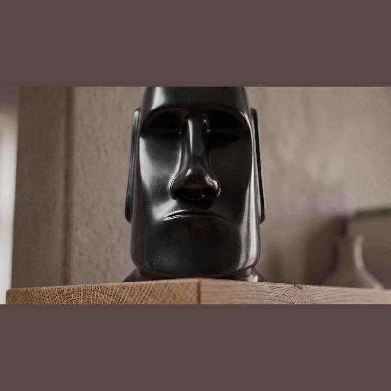 Scultura Minimalista Moai Nera - Statuetta di Design per Interni Moderni e Decorazione Casa
