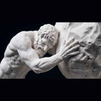 Scultura Minimalista di Sisifo con Roccia - Effetto Gesso Bianco