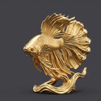 Statuetta dorata del Pesce Combattente dorato per arredo di lusso e Feng Shui