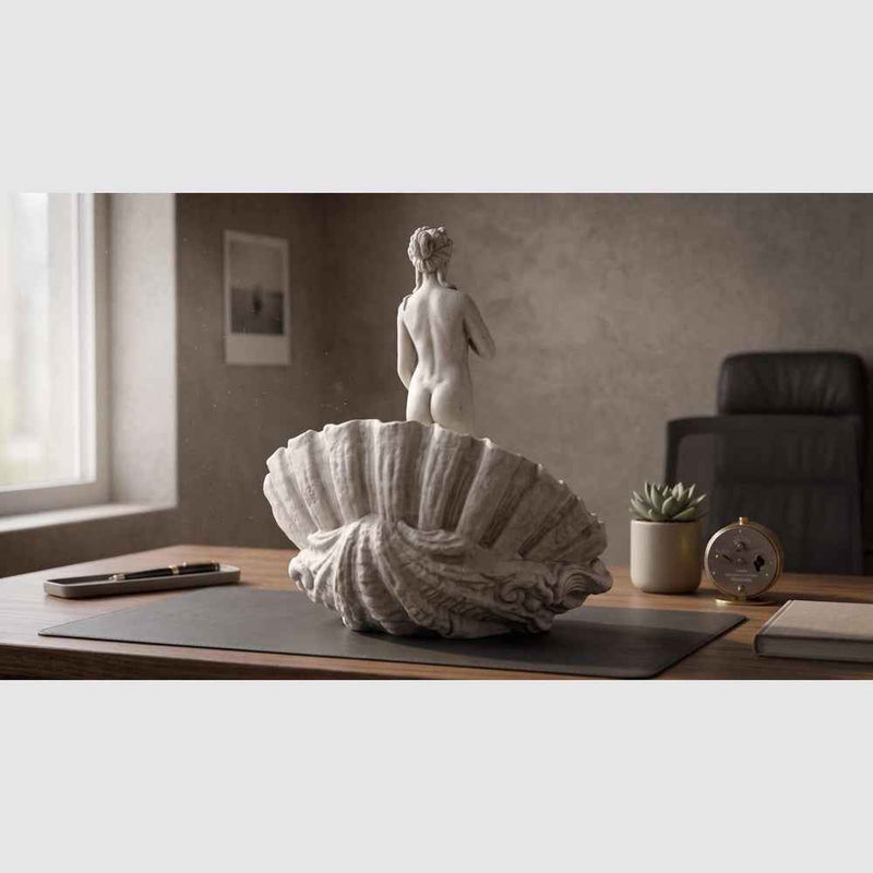 Scultura Venere Anadiomene, Statua Dea Greca della Mitologia Classica, Decorazione a Conchiglia, Statuetta in Resina Elegante per Casa e Ufficio