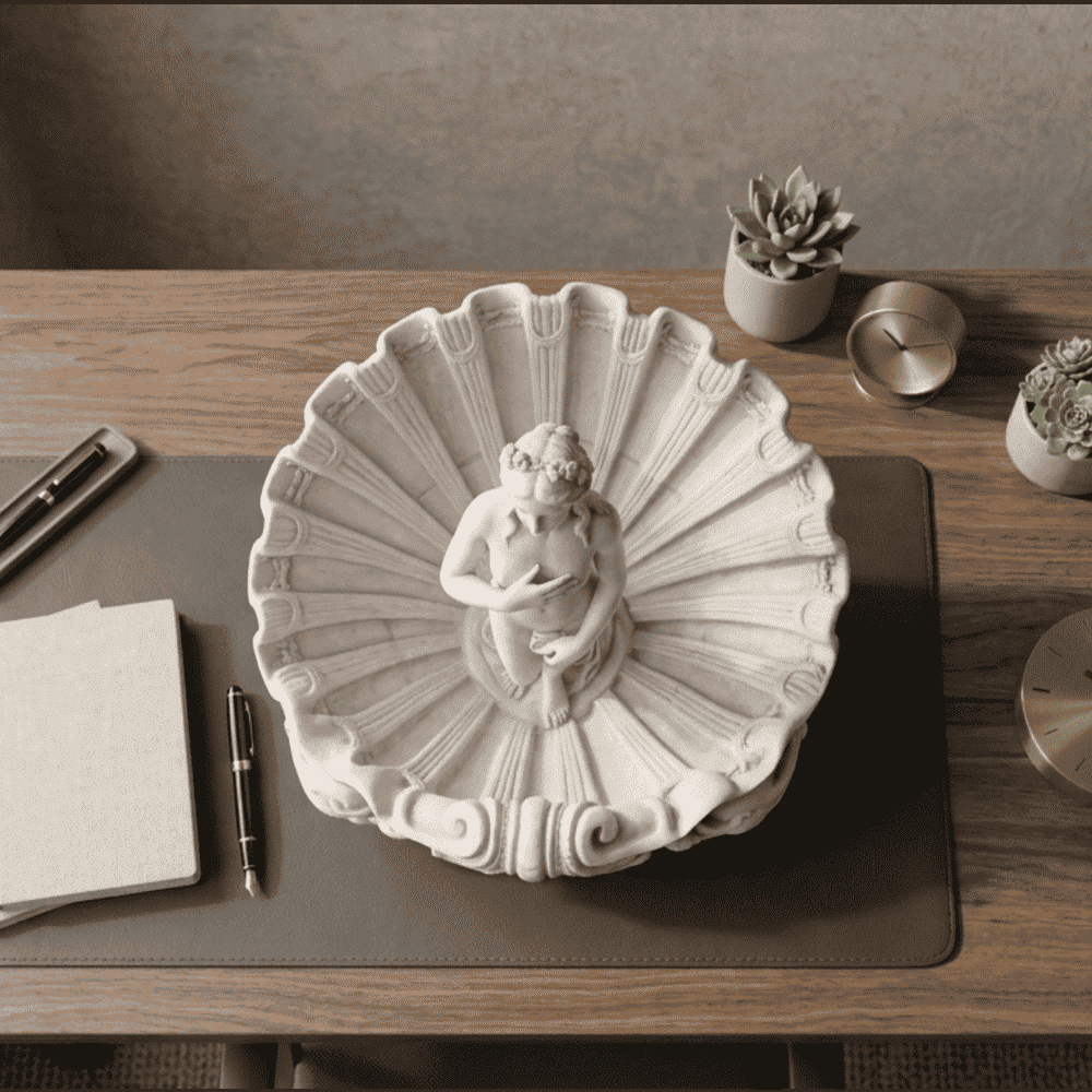 Anadyomene Venus Sculpture, Greek Goddess Statue from Classical Mythology, Shell Decoration, Elegant Resin Figurine for Home and Office